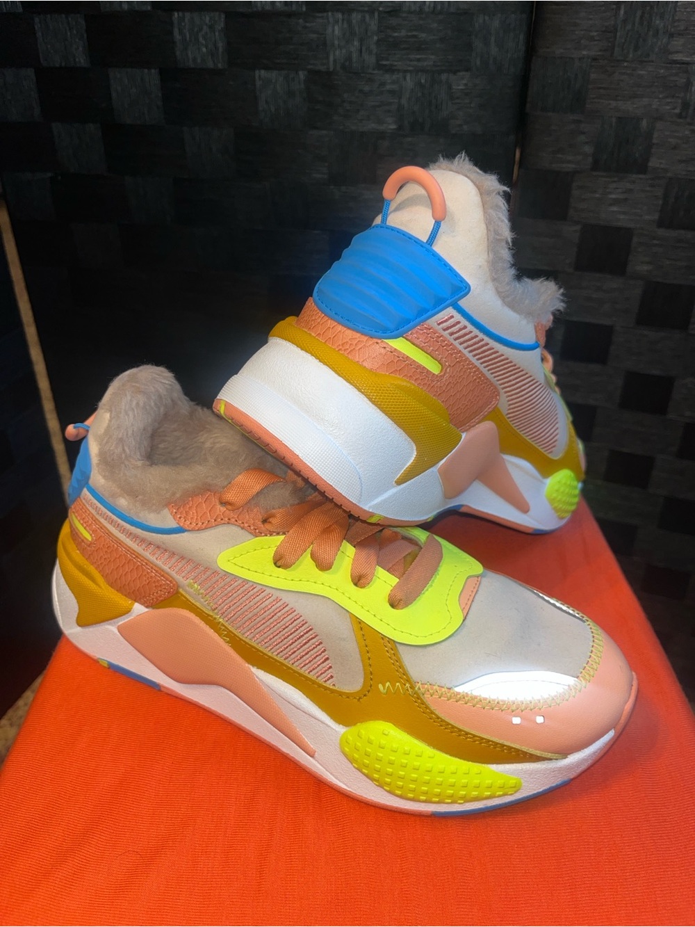 Woman Neon Accent Athletic Sneakers - Pink, Yellow, Blue comfy thick sole